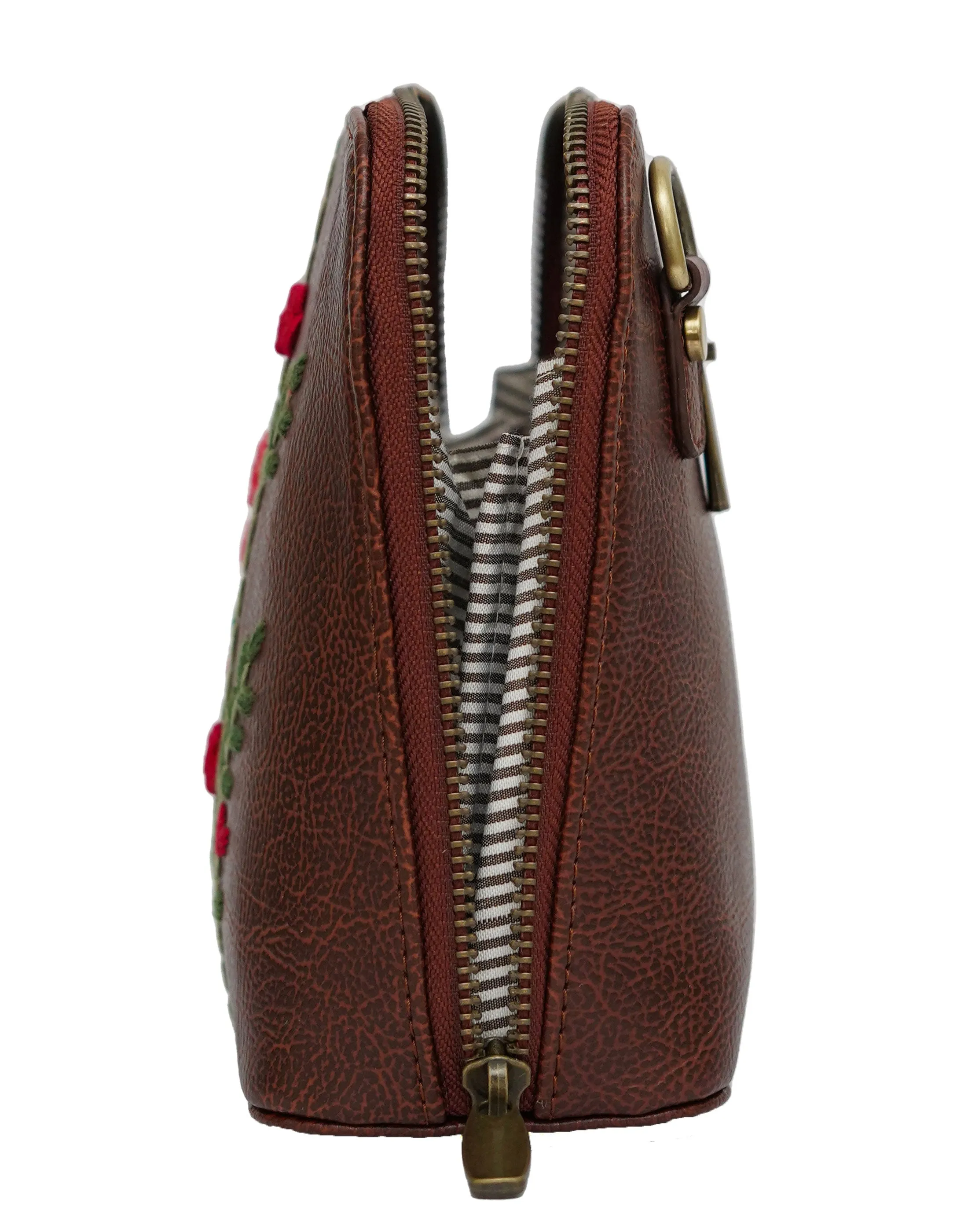 Hand Embroidered Red Rosebuds Venice Sling Bag
