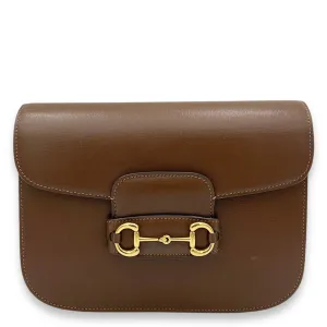 Horsebit 1955 Crossbody Bag Brown in Calfskin, Gold hardware