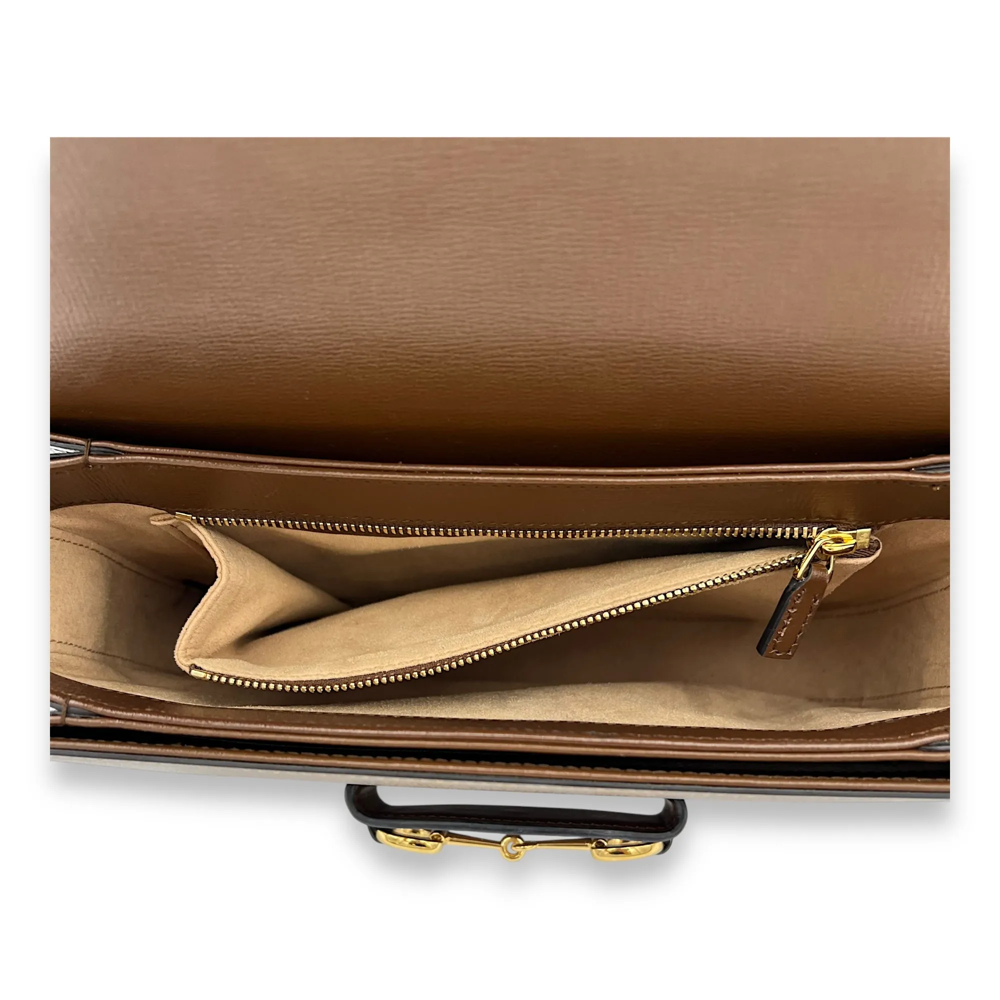 Horsebit 1955 Crossbody Bag Brown in Calfskin, Gold hardware