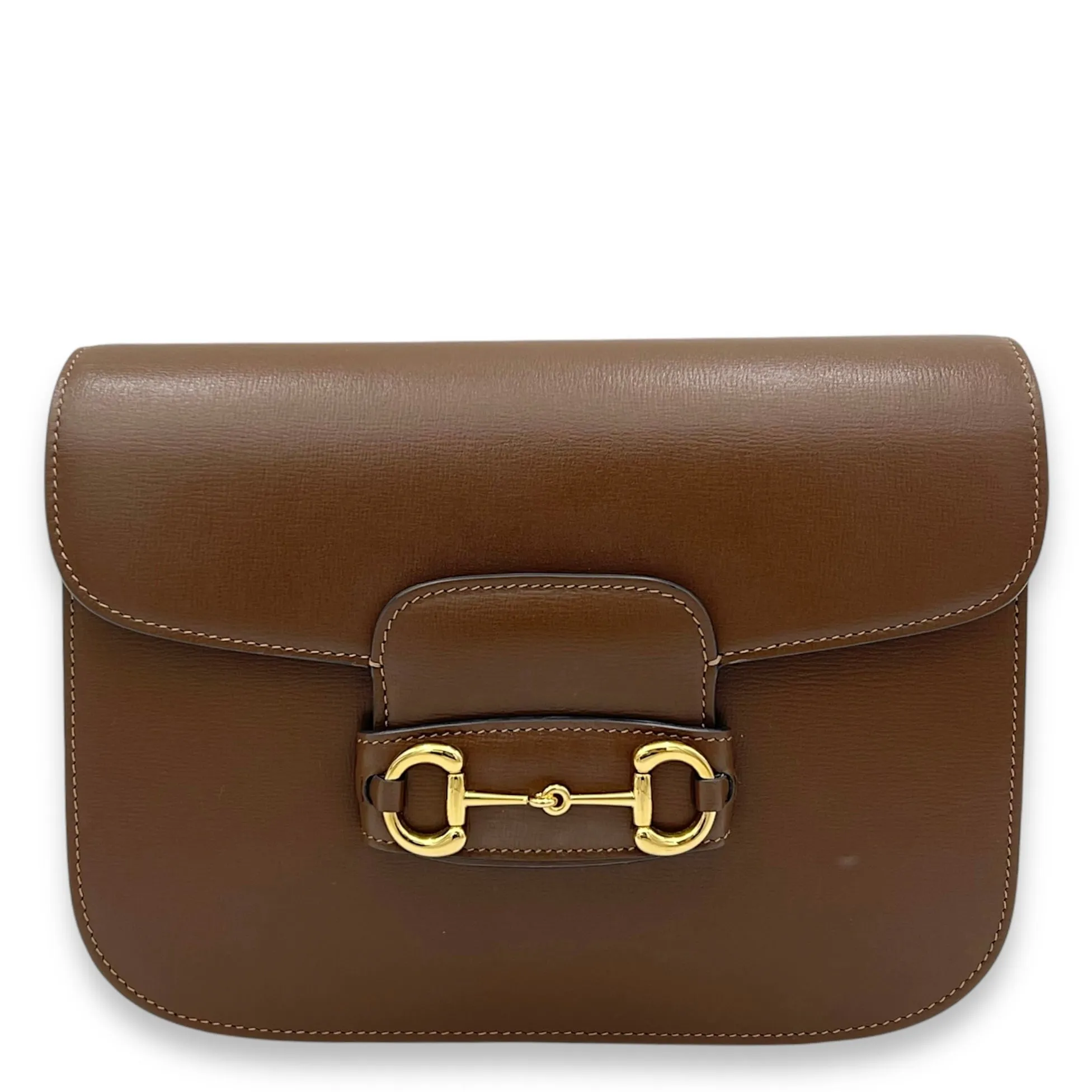 Horsebit 1955 Crossbody Bag Brown in Calfskin, Gold hardware