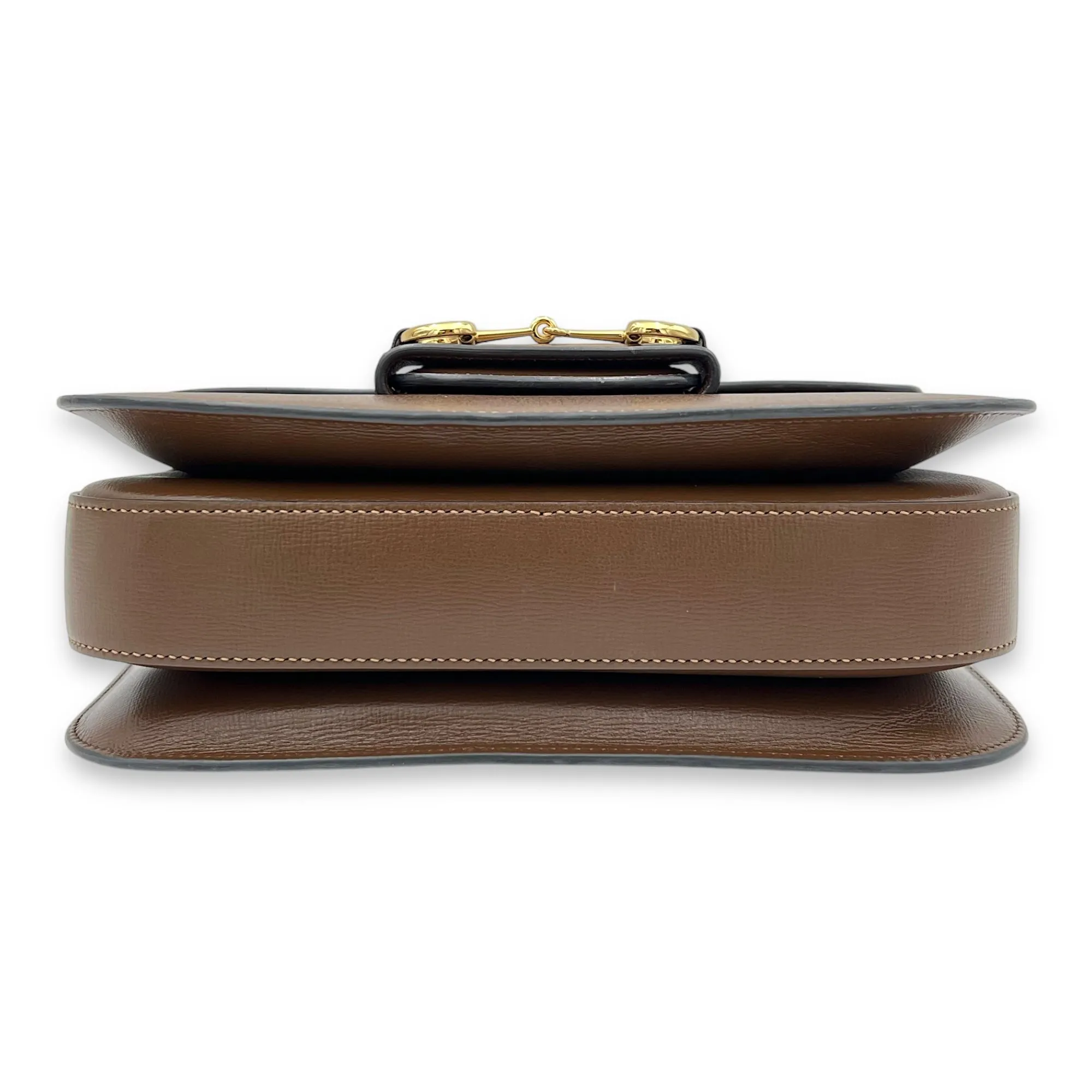 Horsebit 1955 Crossbody Bag Brown in Calfskin, Gold hardware