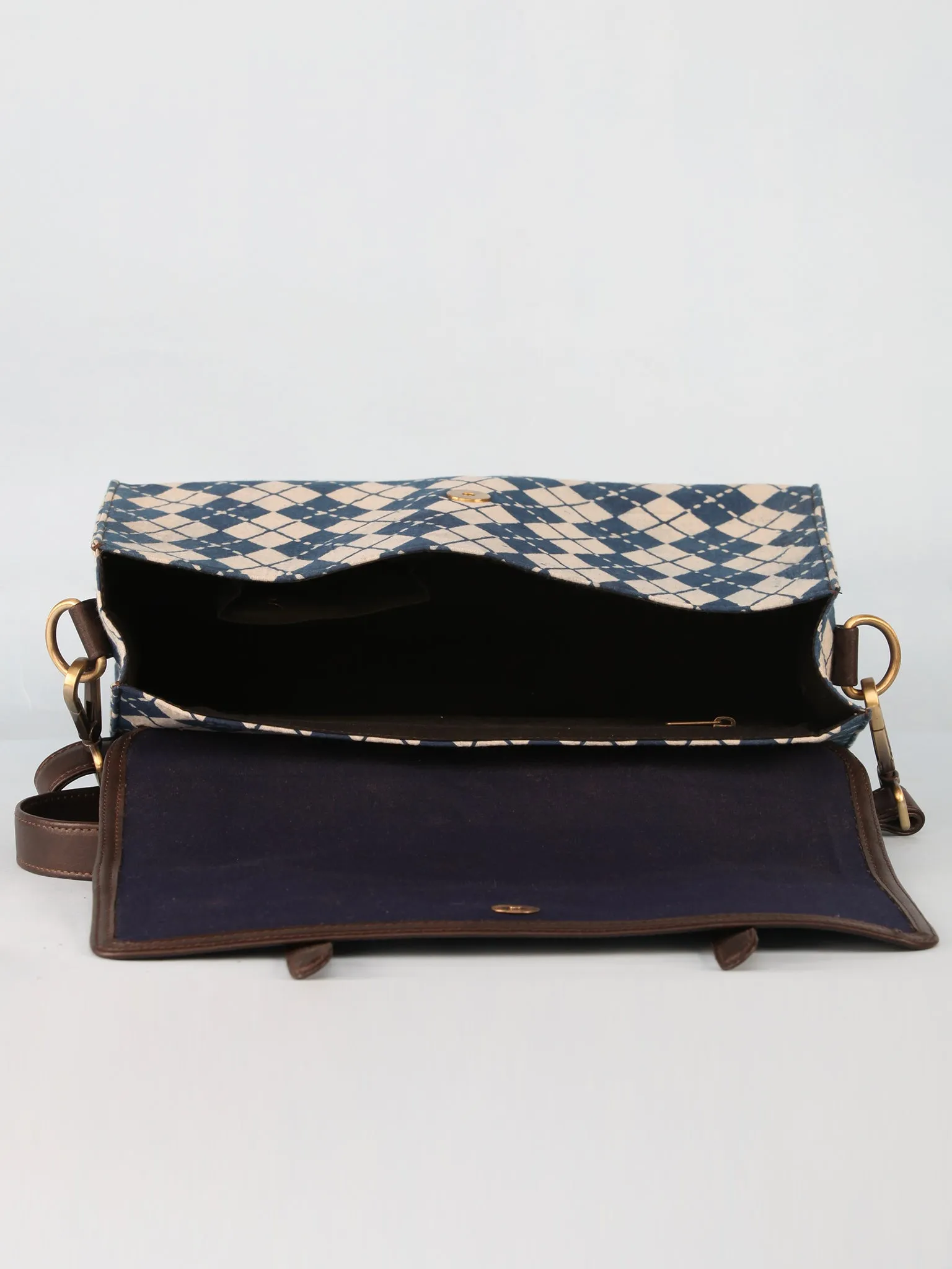 Indigo Hand Block Printed Sling Bag - B01001