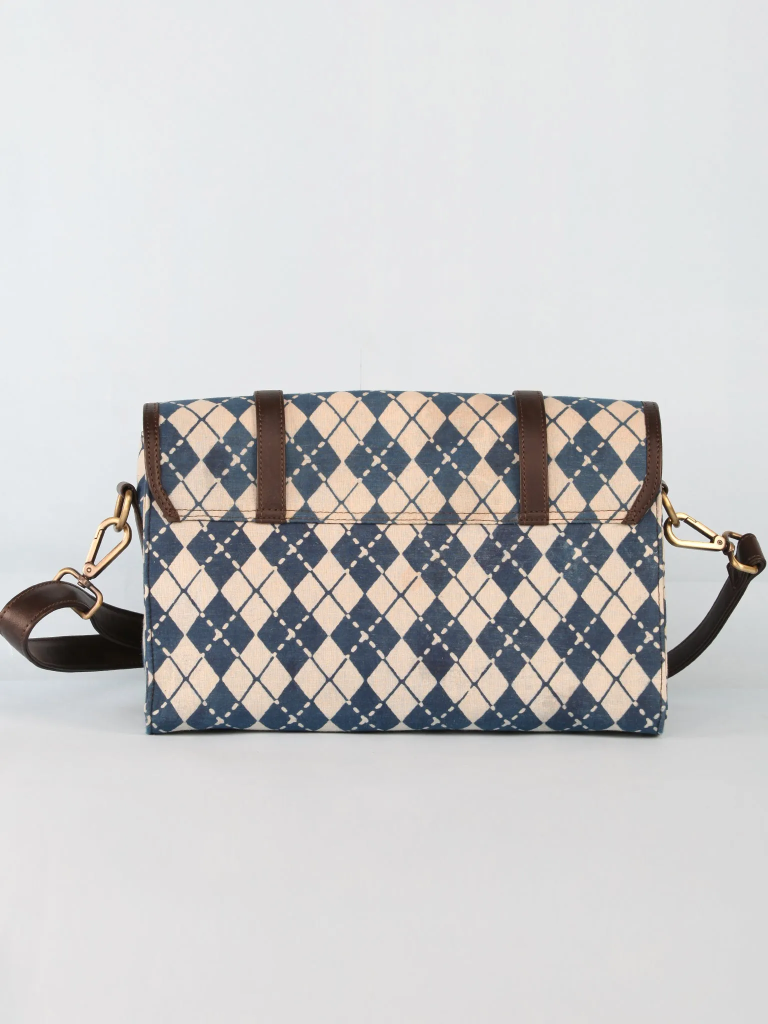 Indigo Hand Block Printed Sling Bag - B01001