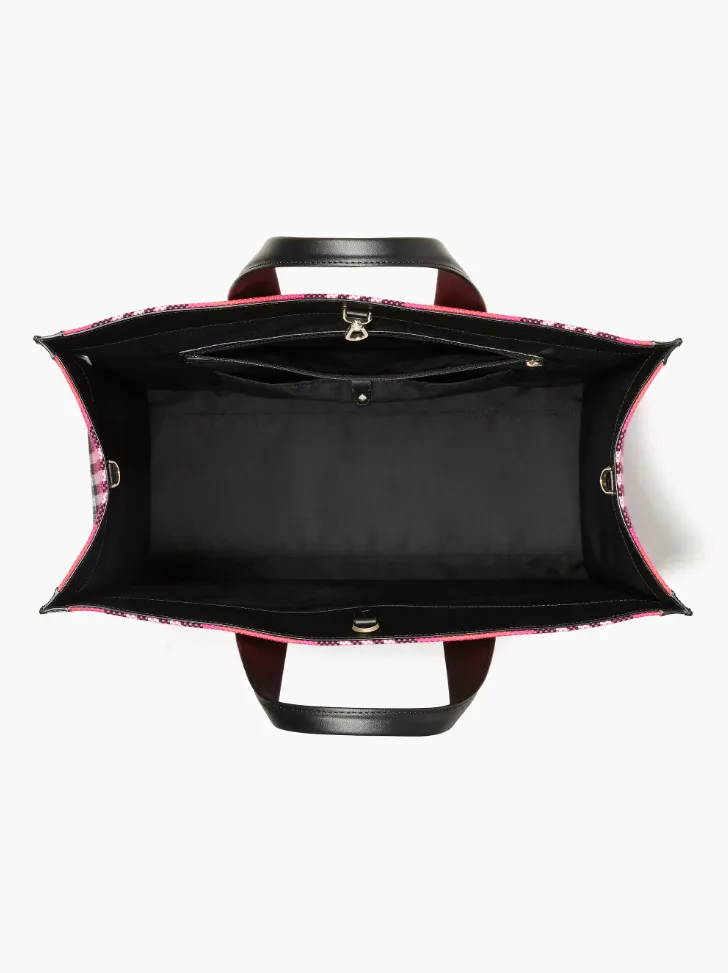 Kate Spade Manhattan Foliage Plaid Large Tote Handbag