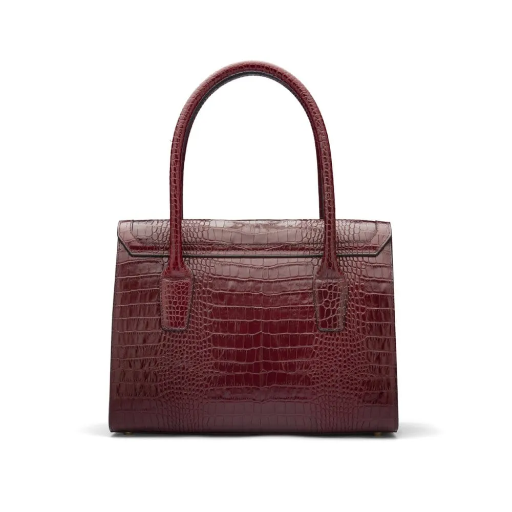 Large Leather Morgan Bag - Burgundy Croc
