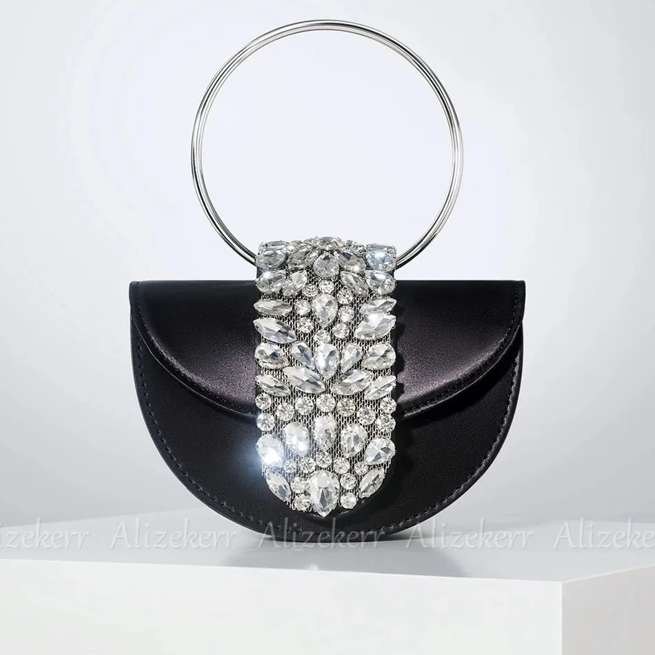 Lavra Rhinestone Embellished Satin Evening Bags