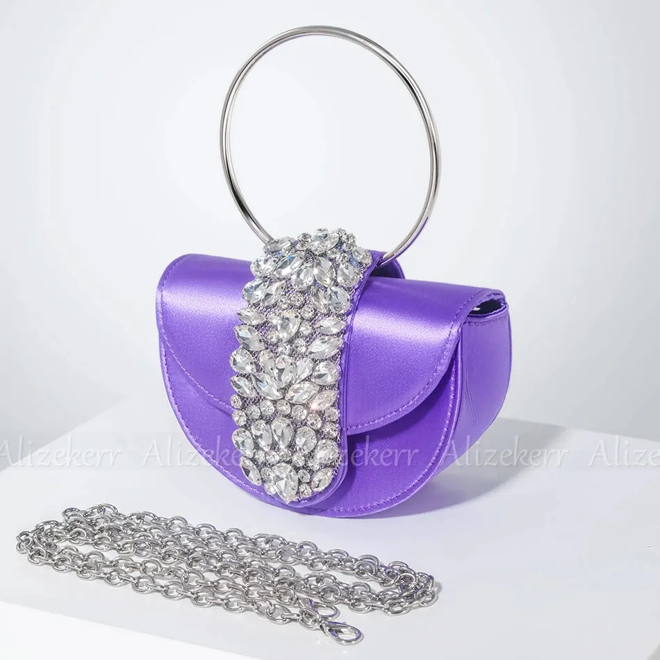 Lavra Rhinestone Embellished Satin Evening Bags