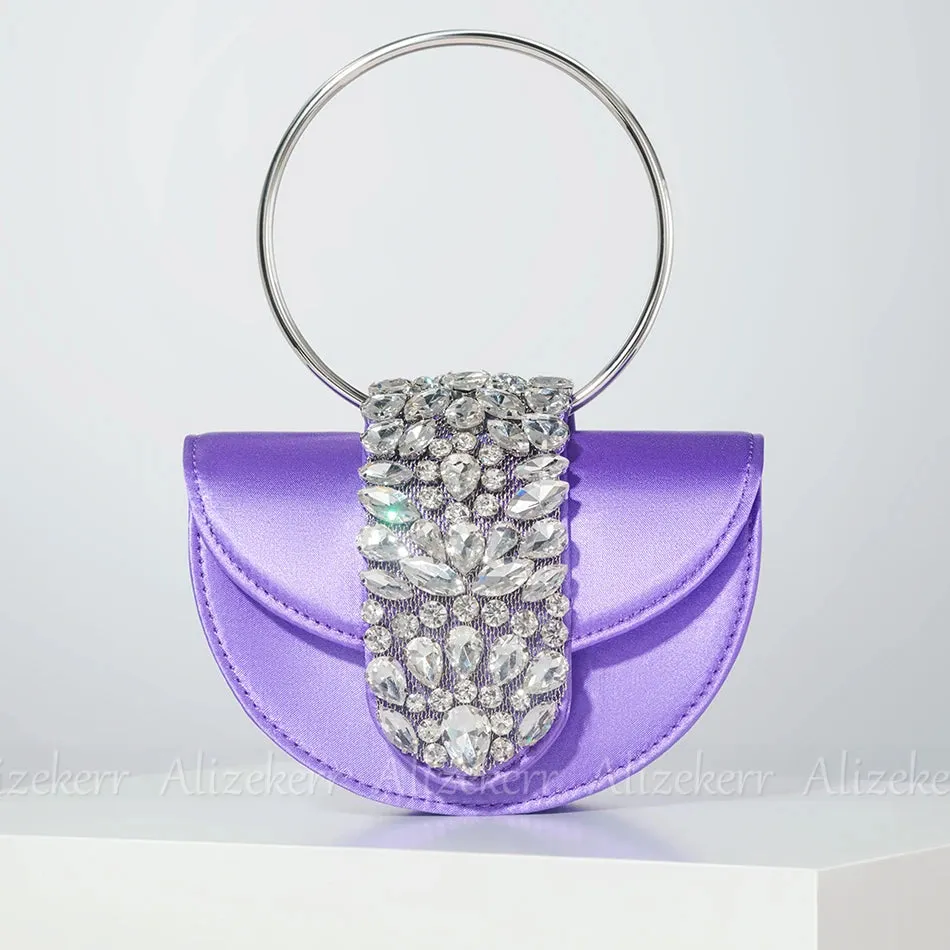 Lavra Rhinestone Embellished Satin Evening Bags