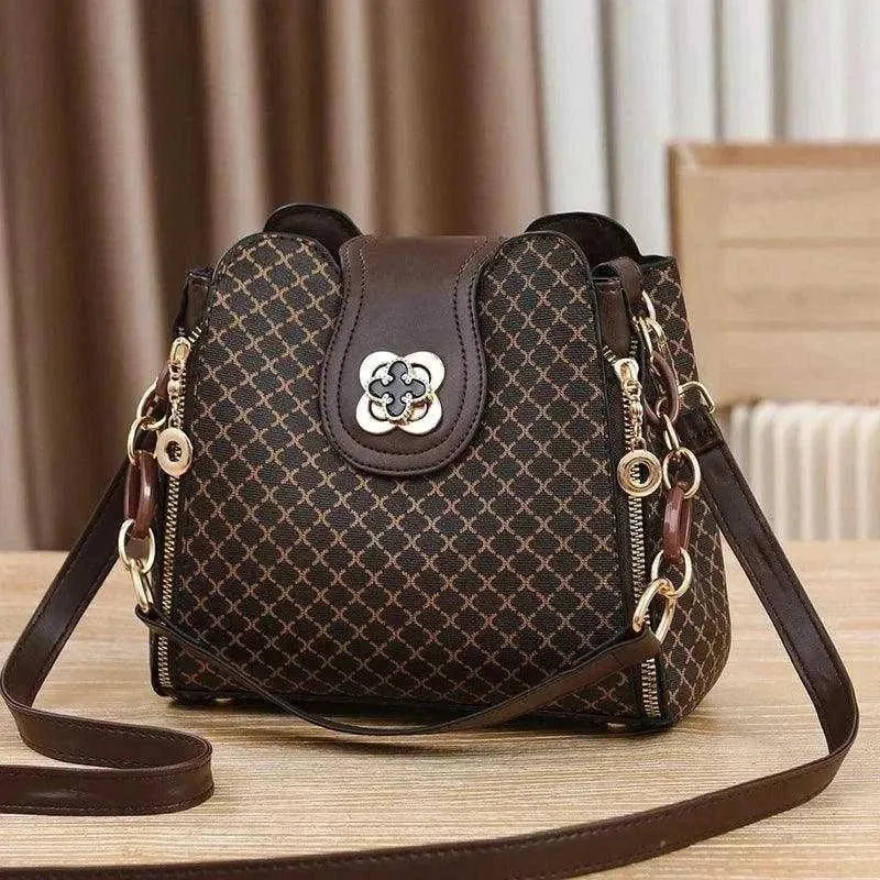 Luxury Check Print Bucket Bags | Stylish Shoulder & Crossbody - WCB005