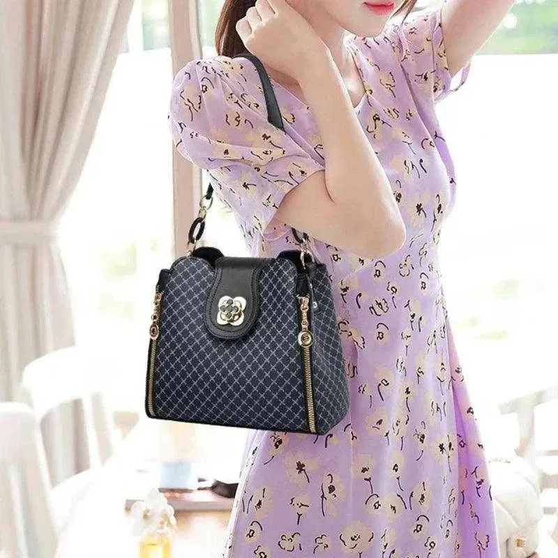 Luxury Check Print Bucket Bags | Stylish Shoulder & Crossbody - WCB005