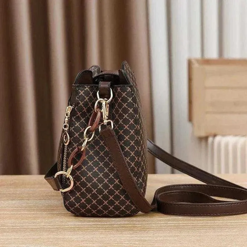 Luxury Check Print Bucket Bags | Stylish Shoulder & Crossbody - WCB005