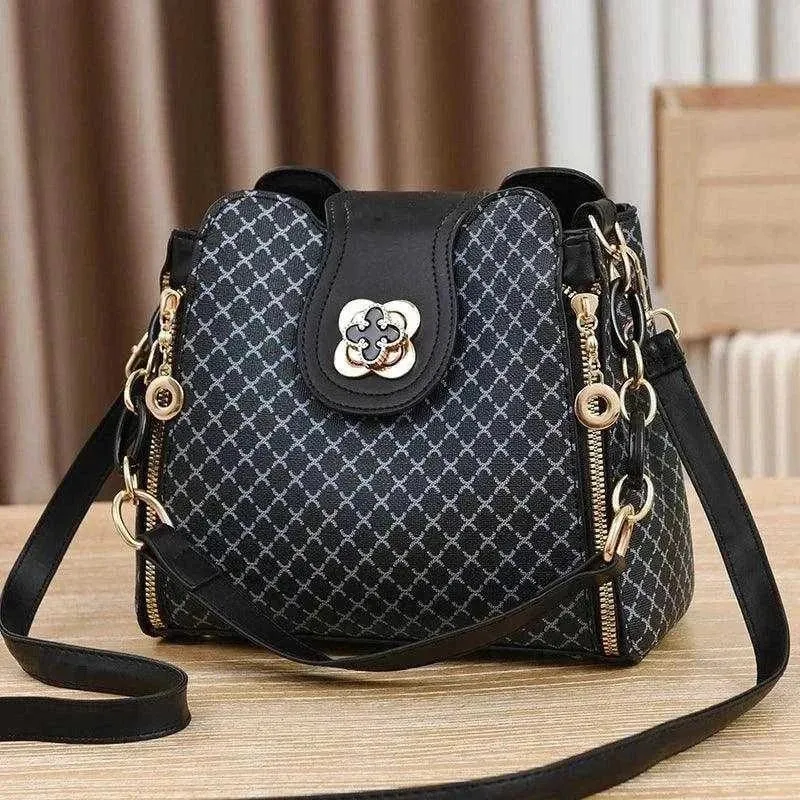 Luxury Check Print Bucket Bags | Stylish Shoulder & Crossbody - WCB005