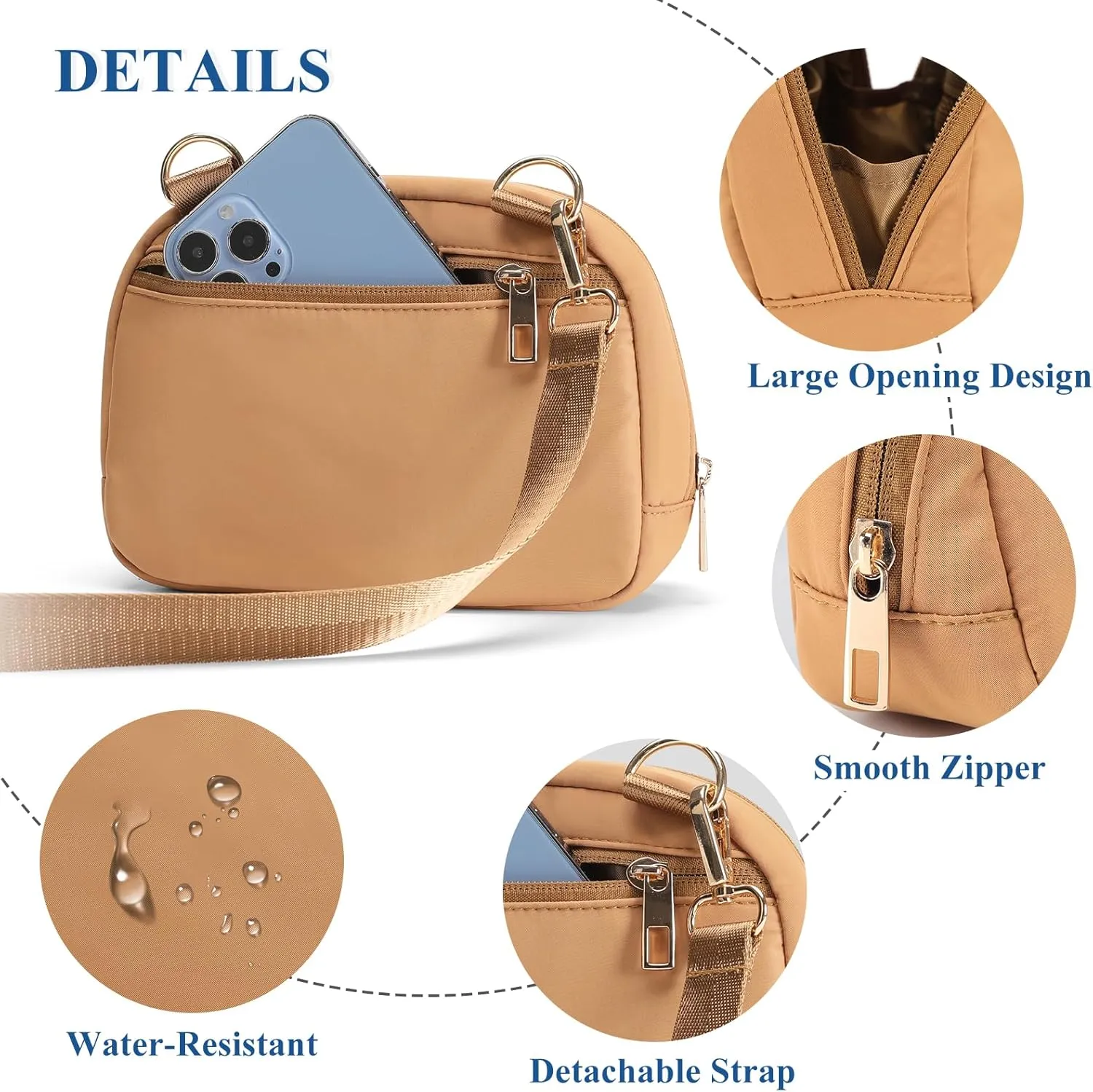 MAXTOP Small Nylon Crossbody Bags for Women Unisex Belt Bag Fanny Pack with Adjustable Strap for Traveling Shopping