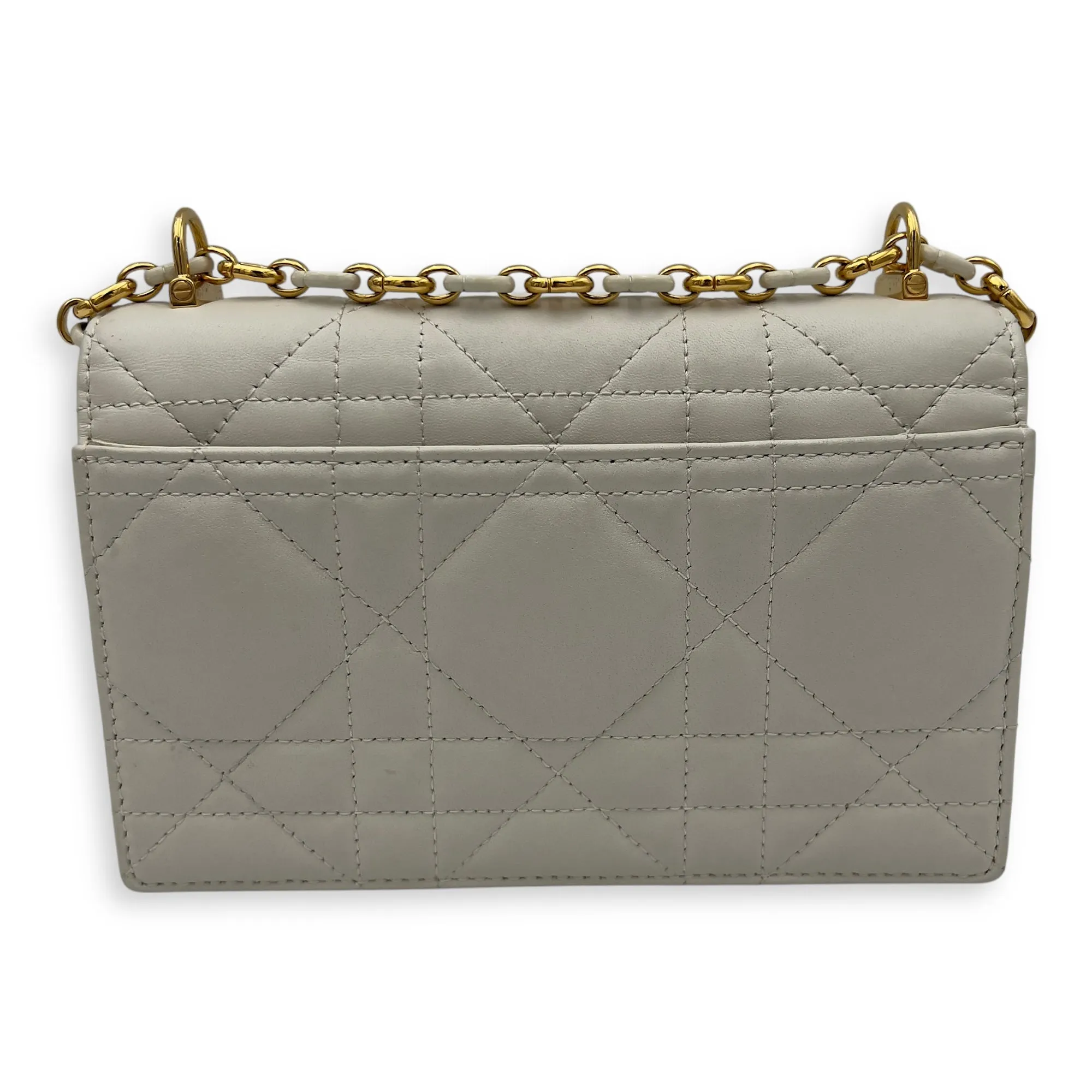 Miss Caro White Crossbody Bag in Calfskin, Gold hardware