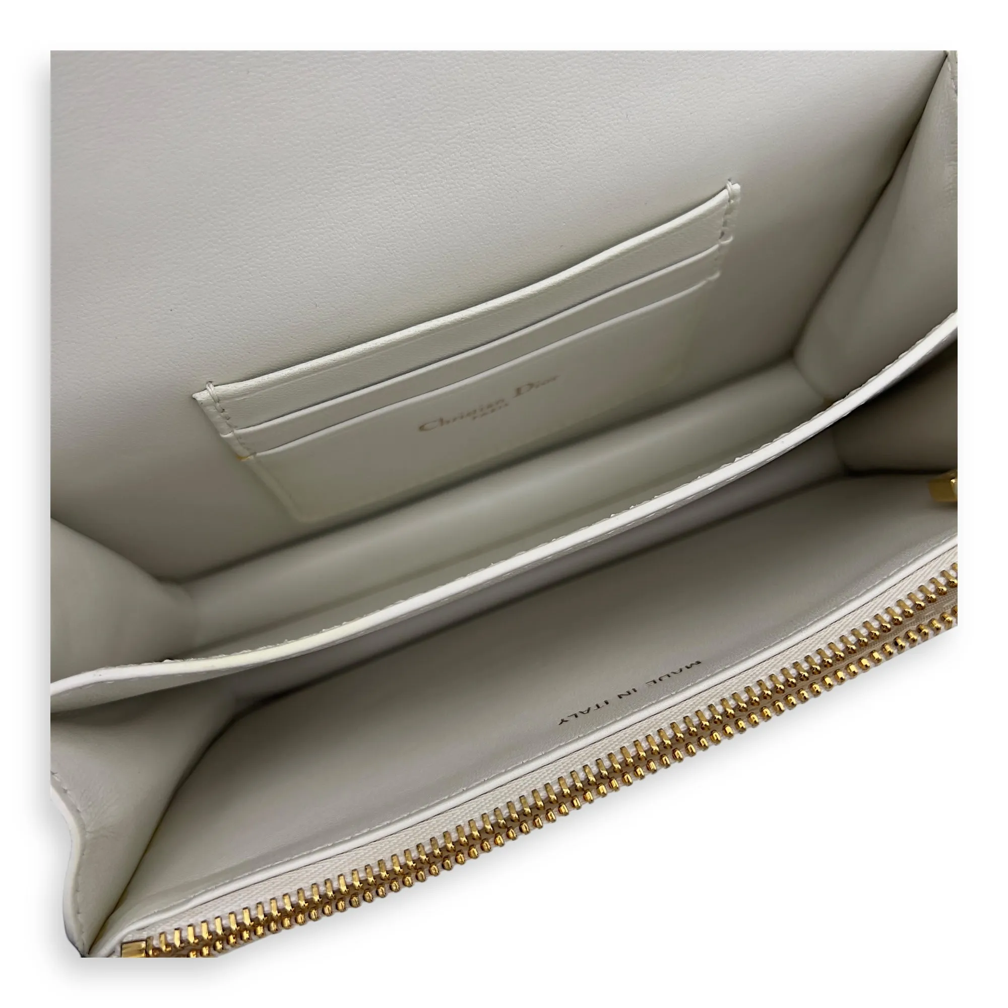 Miss Caro White Crossbody Bag in Calfskin, Gold hardware
