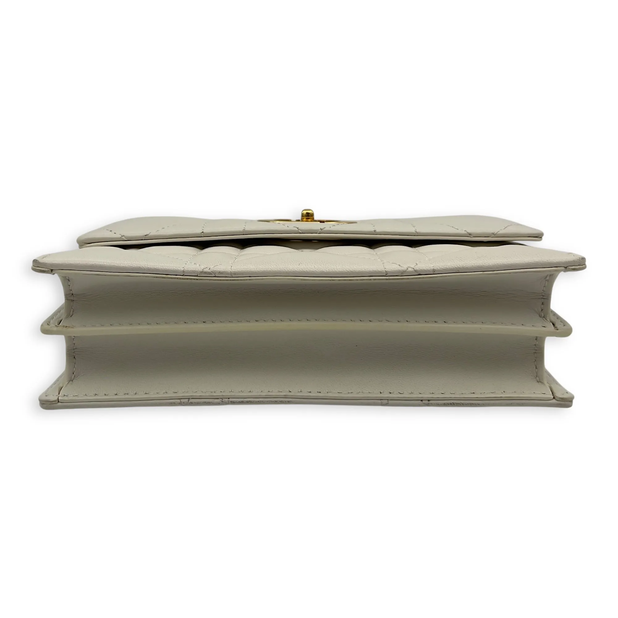 Miss Caro White Crossbody Bag in Calfskin, Gold hardware
