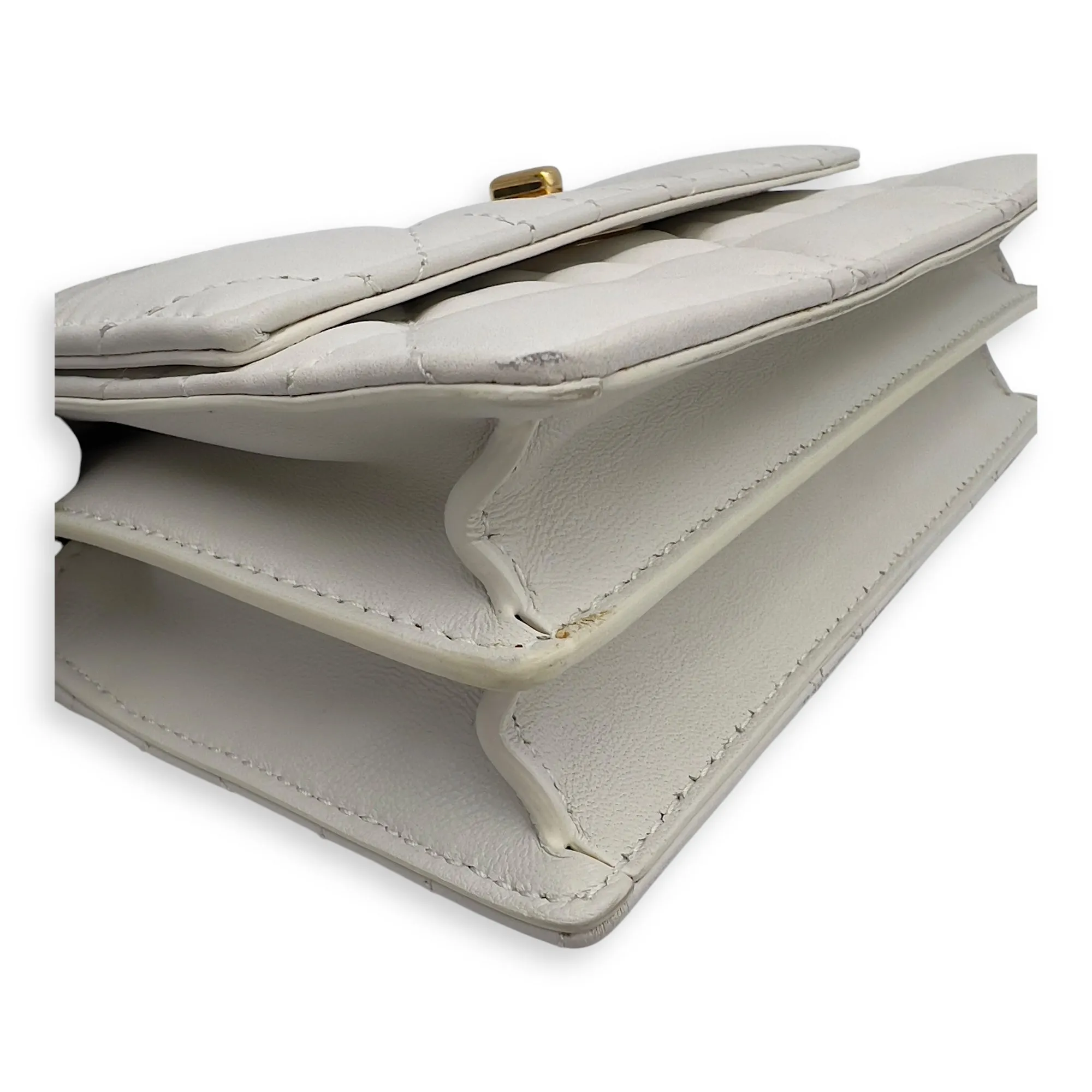 Miss Caro White Crossbody Bag in Calfskin, Gold hardware