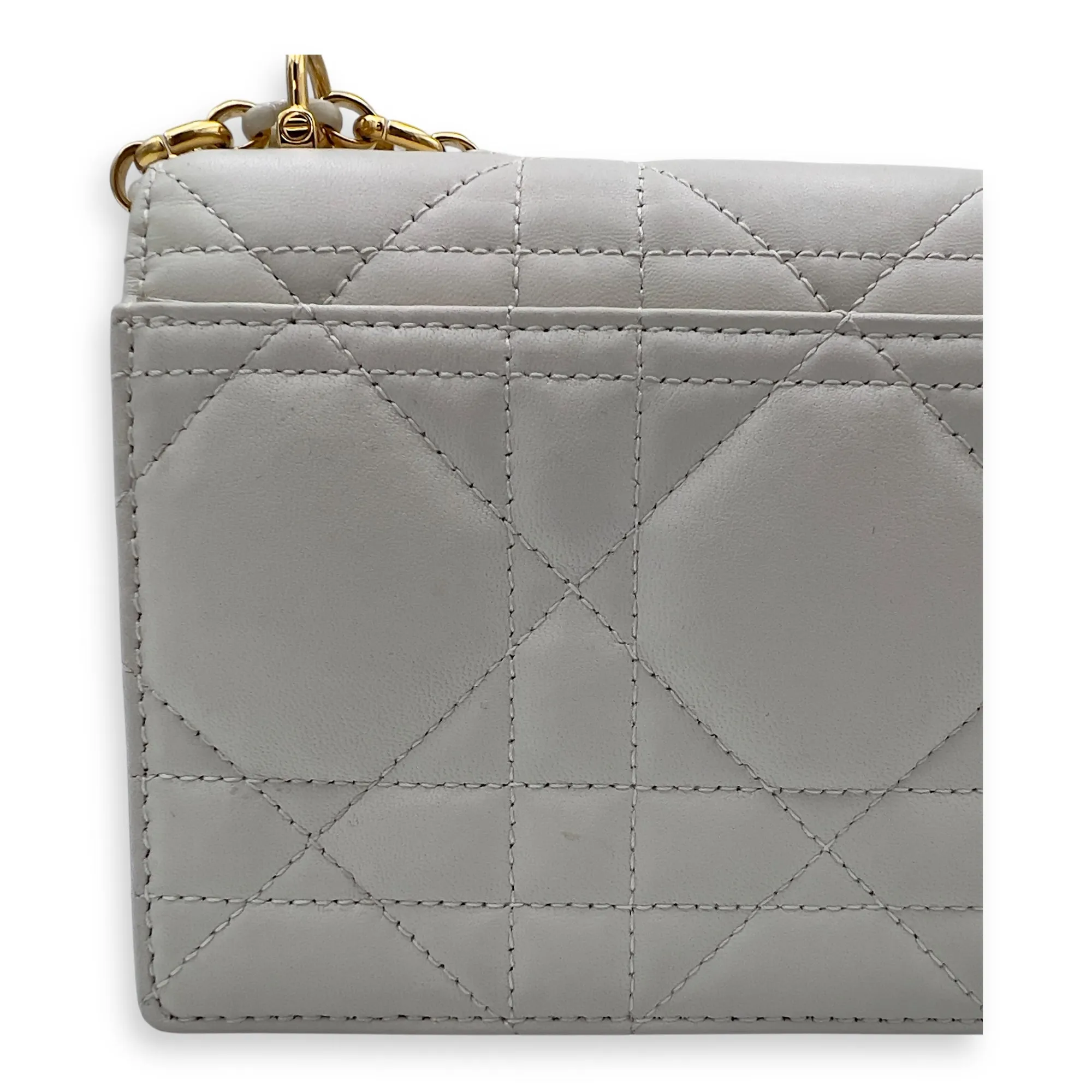 Miss Caro White Crossbody Bag in Calfskin, Gold hardware