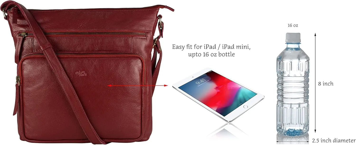 Mou Meraki Genuine Leather Crossbody Purse and Handbags - Crossover Bag Over the Shoulder Women