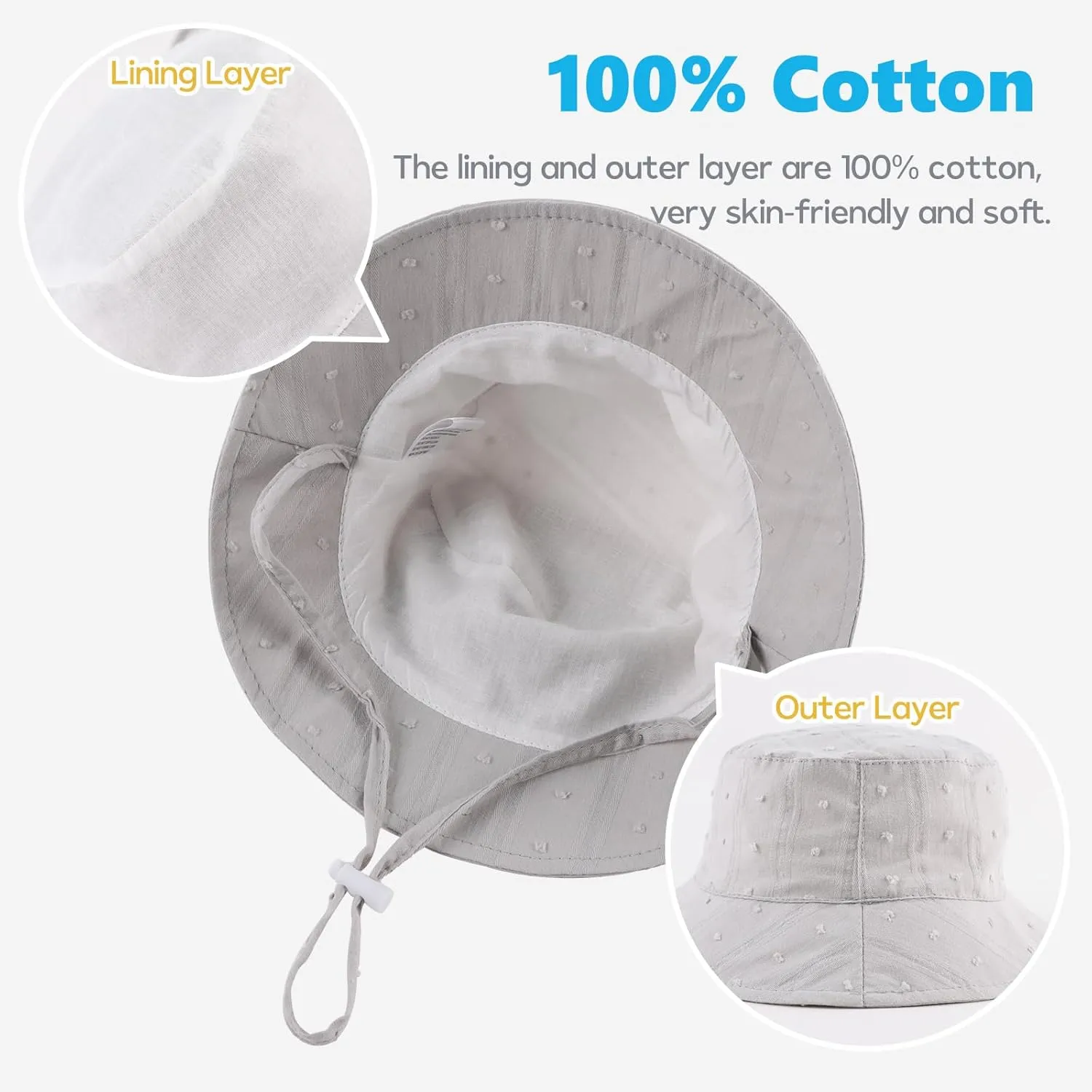 OMUKY Baby Sun Hat Cotton Beach Cap for Infant Toddler Boys and Girls Sun Protection Bucket Hat