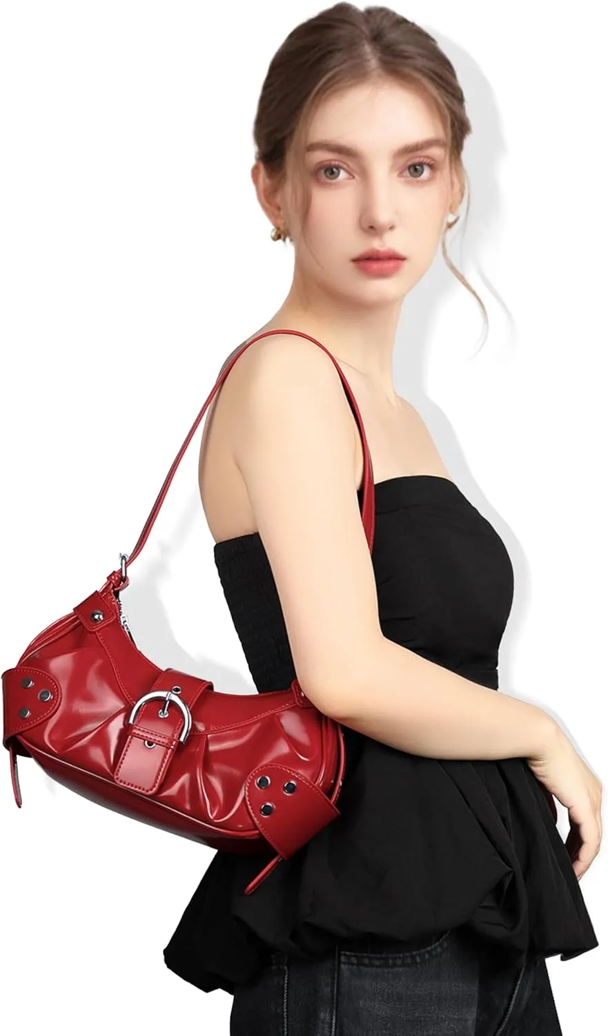 Shoulder Bag for Women - PU Leather Purse Adjustable Strap Hobo Crossbody Handbag with Zipper Closure