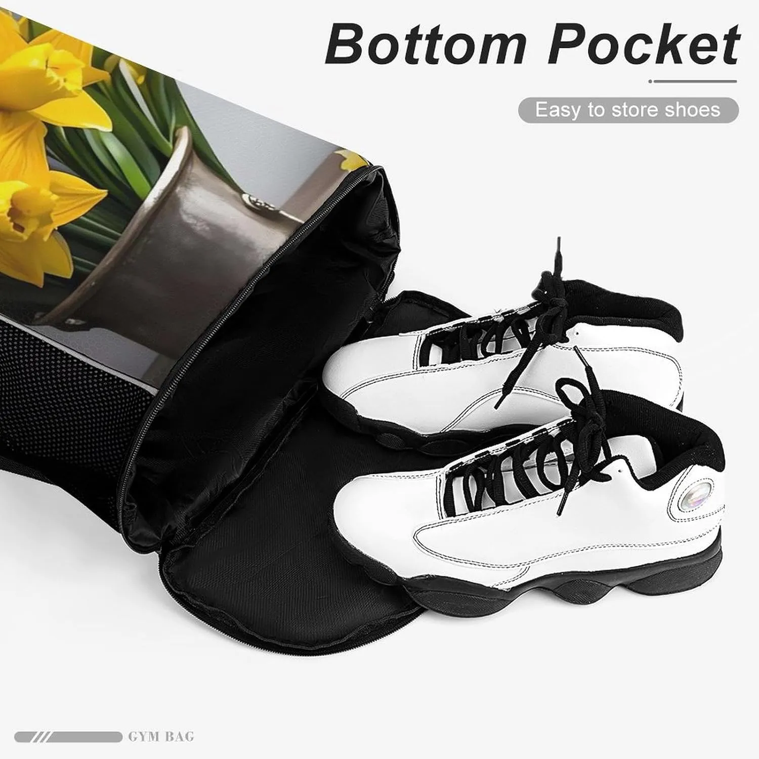 Sport Drawstring Backpack Large Capacity Dry And Wet Separation Bouquet of Daffodils Stuff Sack