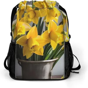 Sport Drawstring Backpack Large Capacity Dry And Wet Separation Bouquet of Daffodils Stuff Sack