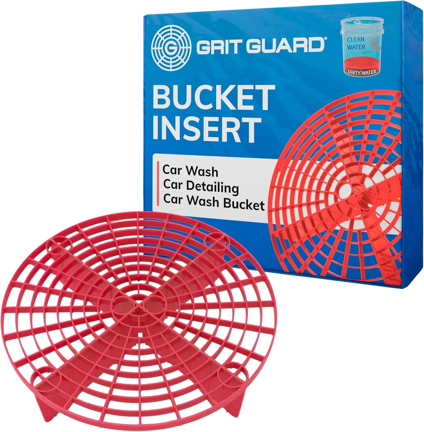 The Original Grit Guard Red Bucket Insert - 10" Diameter Car Wash Bucket for Car Washing, Detailing Compatible with 3.5, 4, 5 and 6 Gallon Buckets