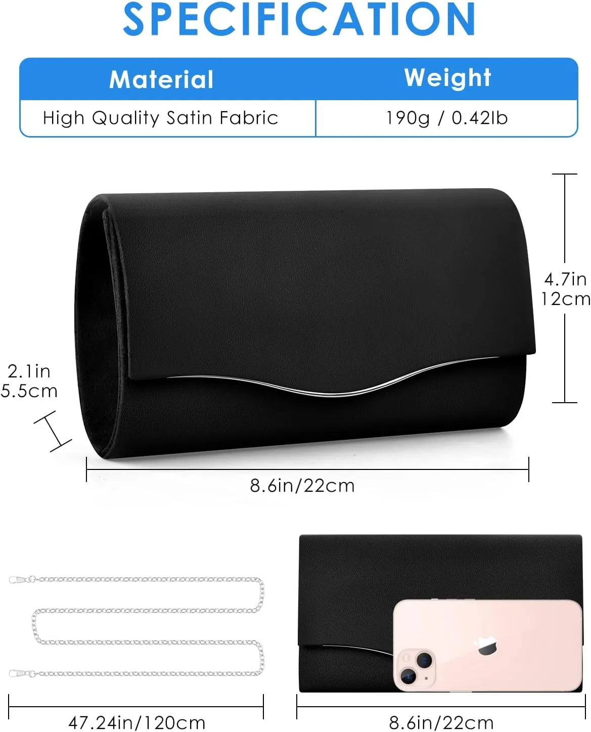 TINDTOP Clutch Purses for Women, Formal Evening Bags Suede Shoulder Envelope Party Handbags Wedding Cocktail Prom Clutches