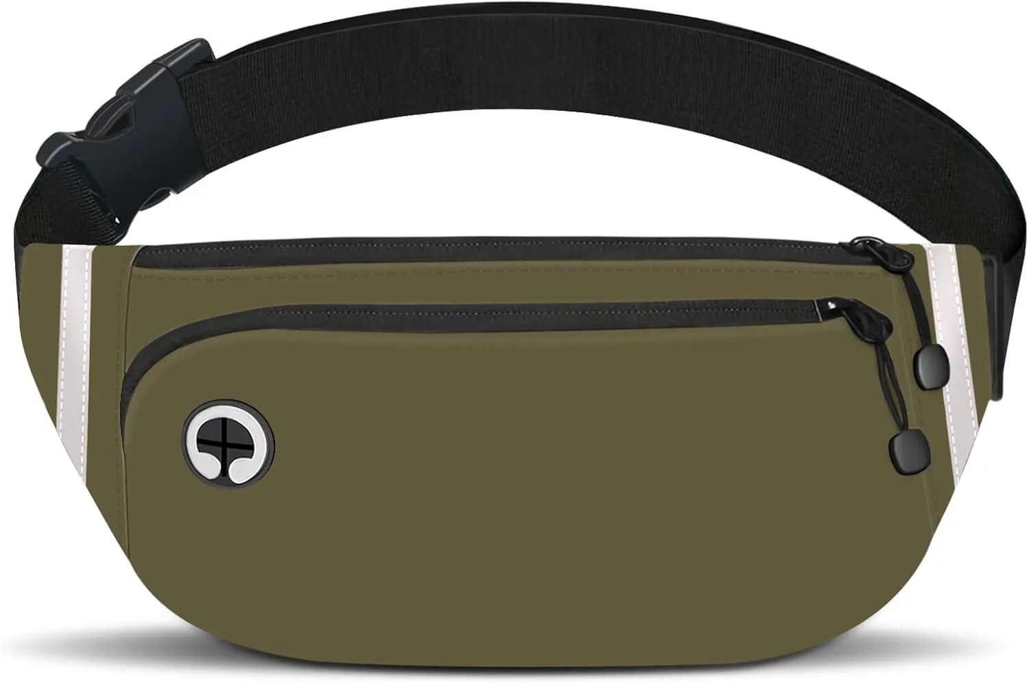 TORRYZA Fanny Packs for Women Men, Waterproof Waist Pack with Reflective Strip, Lightweight Slim Belt Bag with No-Bounce Adjustable Strap Travel Running Hiking Walking Sport(Dark Green)