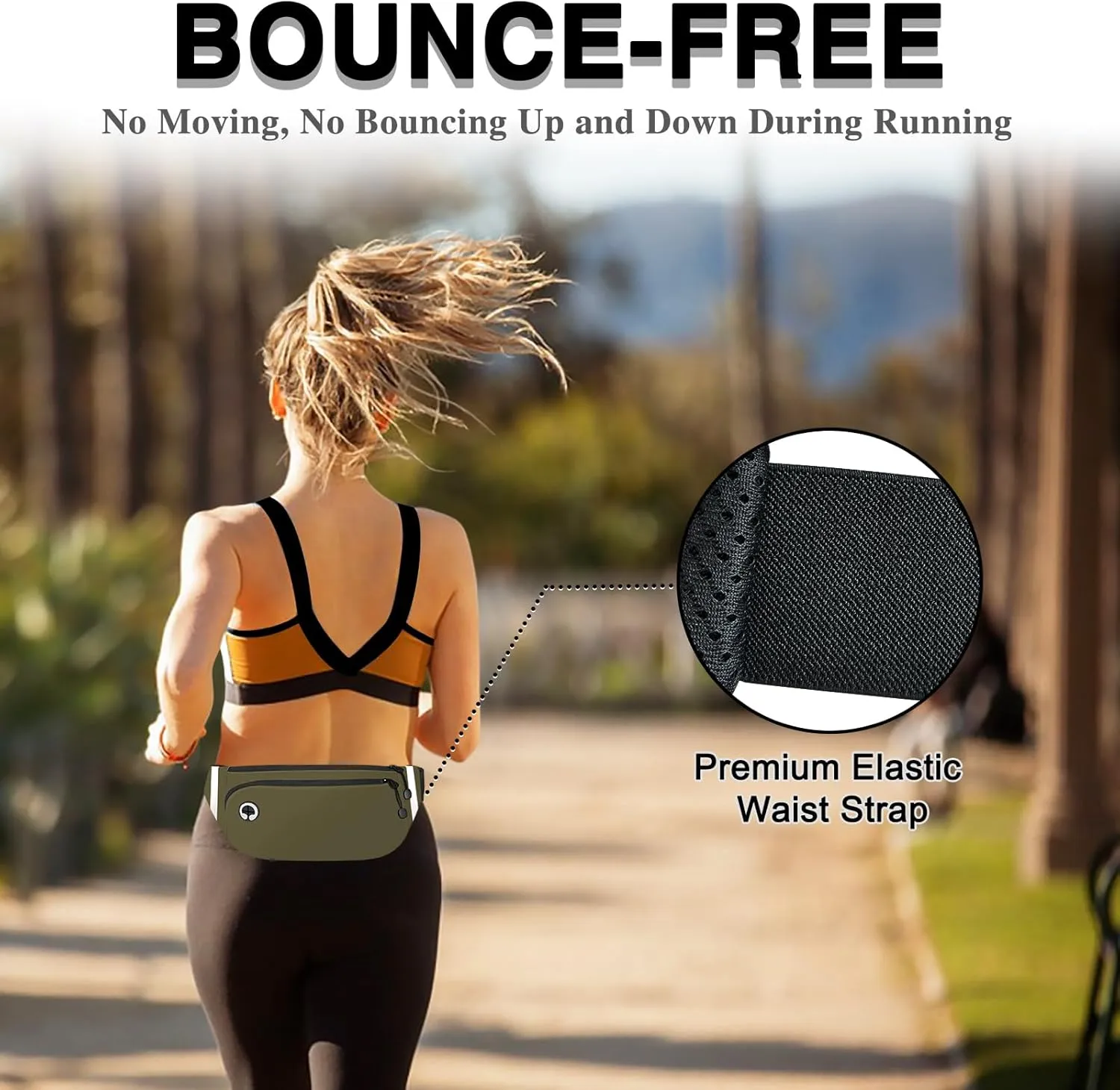 TORRYZA Fanny Packs for Women Men, Waterproof Waist Pack with Reflective Strip, Lightweight Slim Belt Bag with No-Bounce Adjustable Strap Travel Running Hiking Walking Sport(Dark Green)