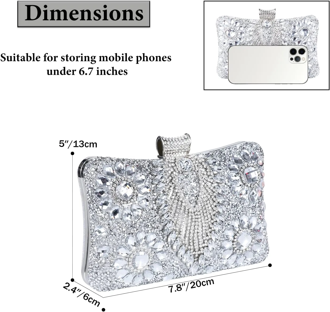 Womens Sparkly Rhinestone Sequin Glitter bag Clutch Evening Handbag Shoulder Bags Purse for Wedding Party Prom