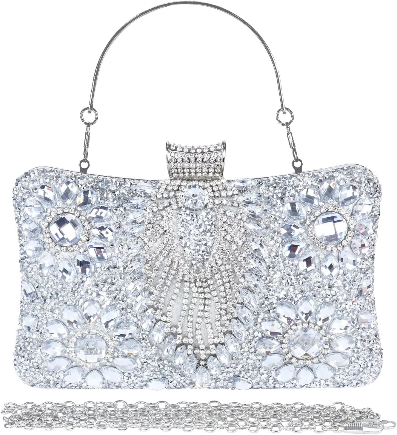 Womens Sparkly Rhinestone Sequin Glitter bag Clutch Evening Handbag Shoulder Bags Purse for Wedding Party Prom