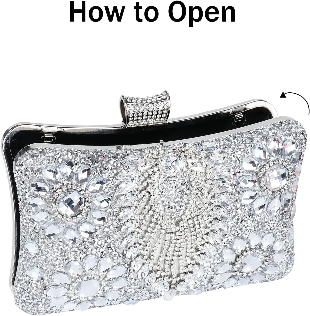 Womens Sparkly Rhinestone Sequin Glitter bag Clutch Evening Handbag Shoulder Bags Purse for Wedding Party Prom