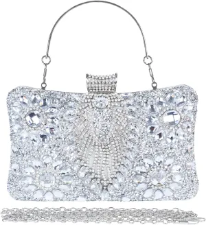 Womens Sparkly Rhinestone Sequin Glitter bag Clutch Evening Handbag Shoulder Bags Purse for Wedding Party Prom